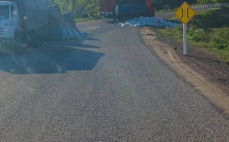 Camión volcó mercadería