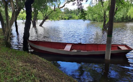El río Yi fuera de su cauce normal.