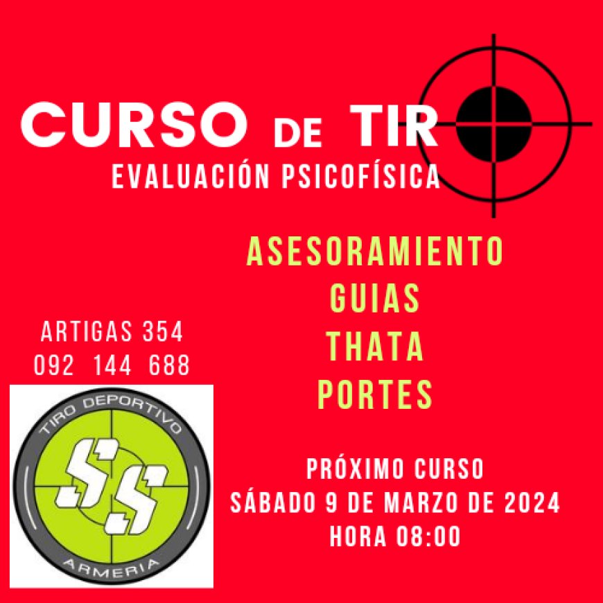 Último llamado! Curso de Tiro y Psicofísico para Tenencia de Armas