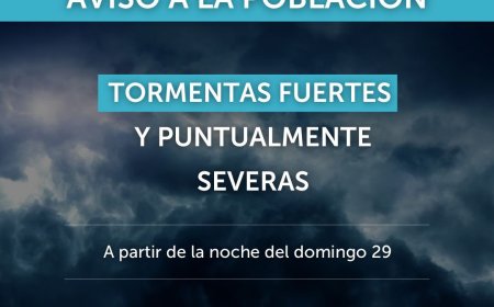 INUMET advierte por "tormentas fuertes y puntualmente severas"