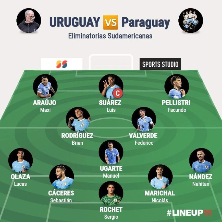 Con Suárez de titular en su despedida, así va la Celeste esta noche para enfrentar a Paraguay