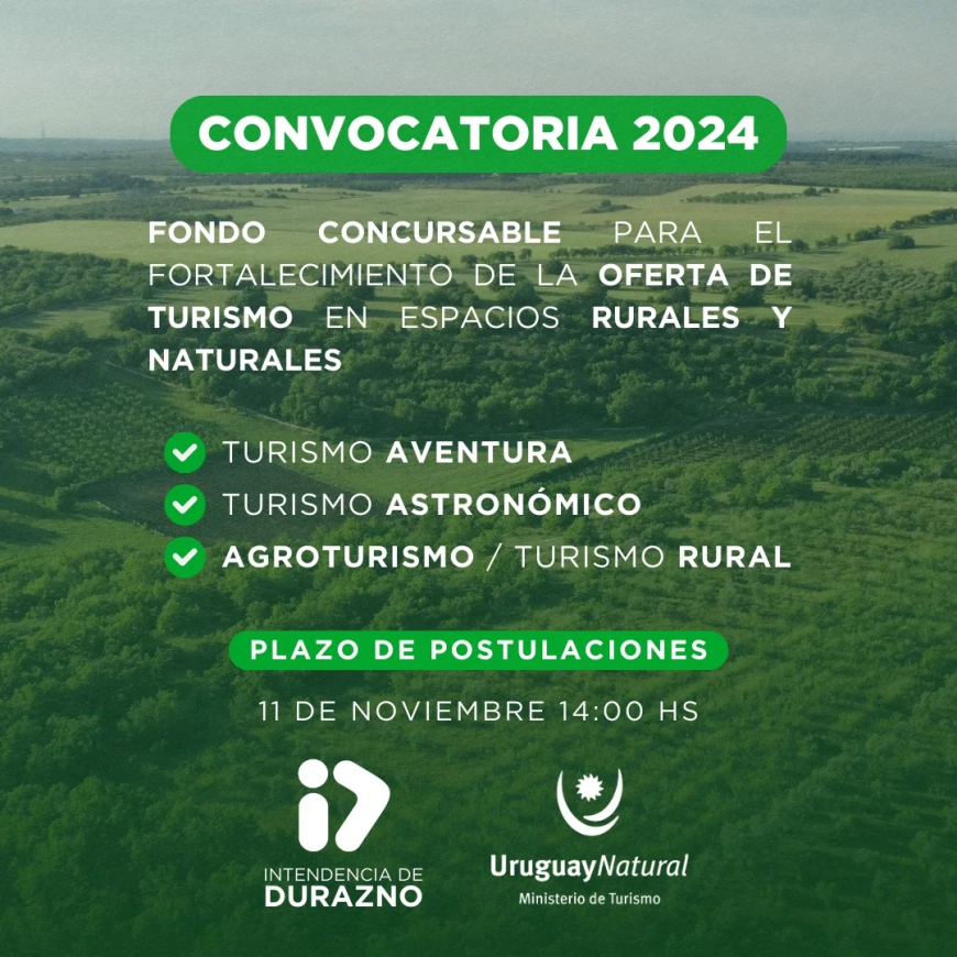 Convocatoria Fondo Concursable para el Fortalecimiento de la Oferta de Turismo en Espacios Rurales y Naturales