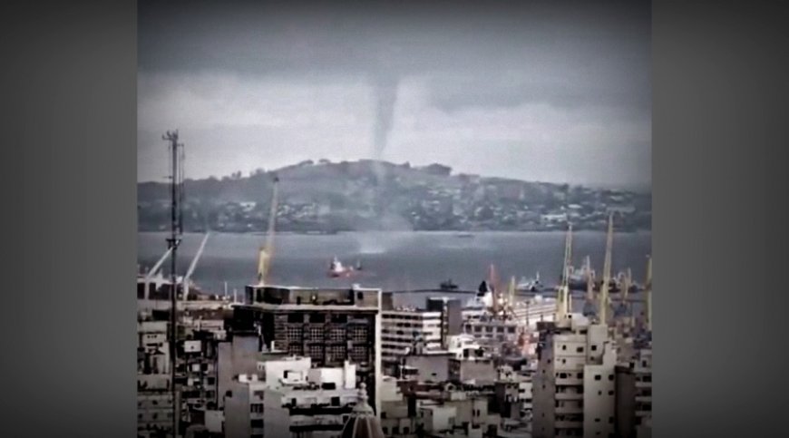 El Inumet difundió imágenes de una tromba marina captadas en Bahía de Montevideo en el momento de la tormenta de este viernes