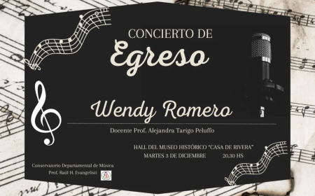 Concierto de Egreso Wendy Romero el Martes 3 de diciembre en el Museo Casa de Rivera