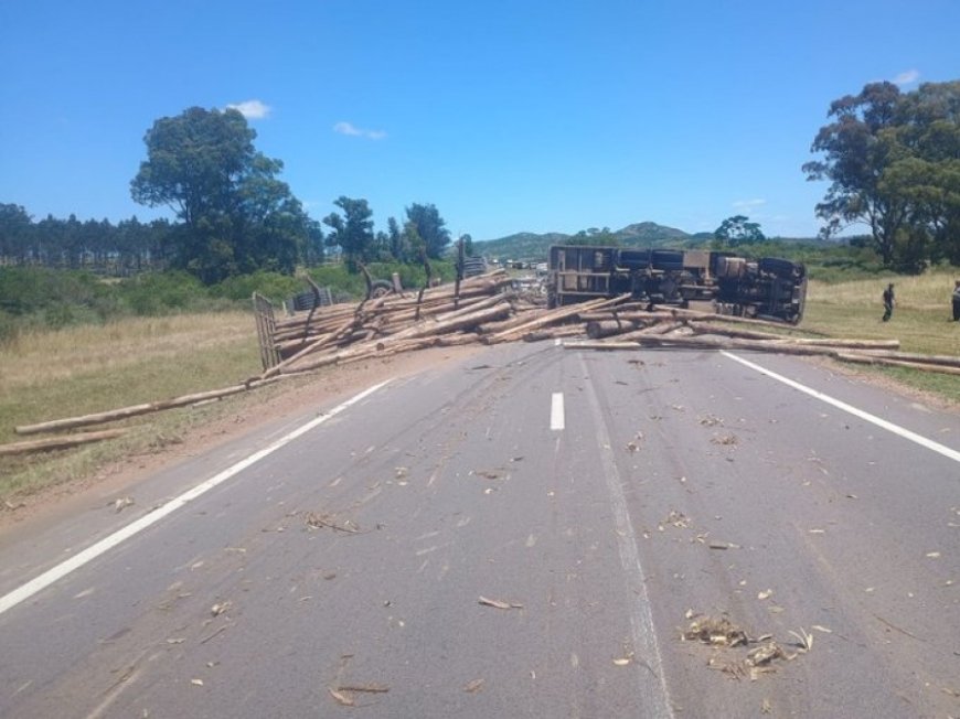 Vuelco de camión obstruyó la circulación en ruta 8