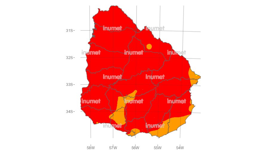 El 90% del país tiene riesgo alto de incendios forestales, informó Inumet