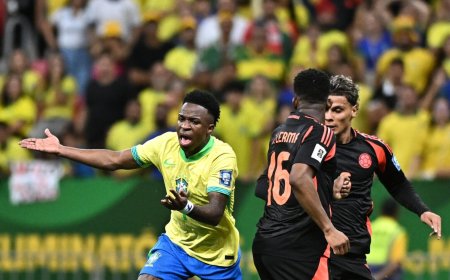Un gol de Vinicius en los descuentos le da la victoria a Brasil sobre Colombia