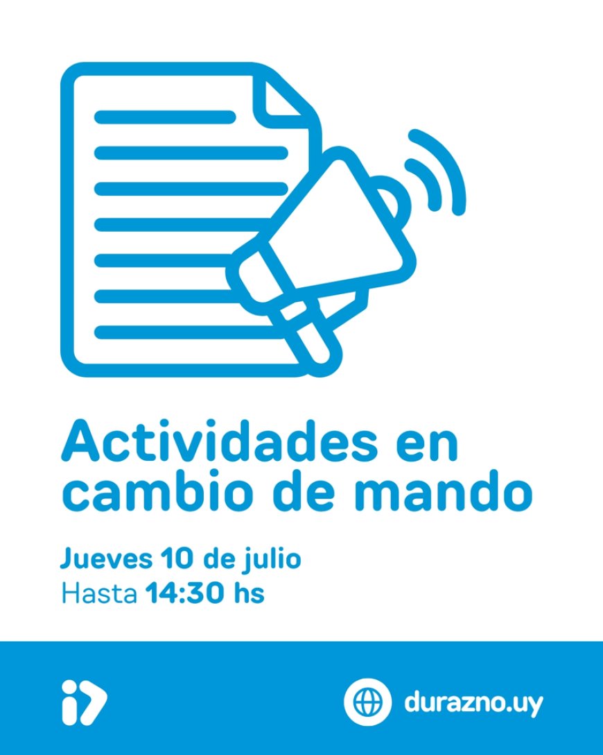 Actividades de la Intendencia hasta las 14:30 horas el jueves 10 de julio