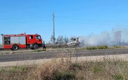 Un camión se incendió en la Ruta 5.