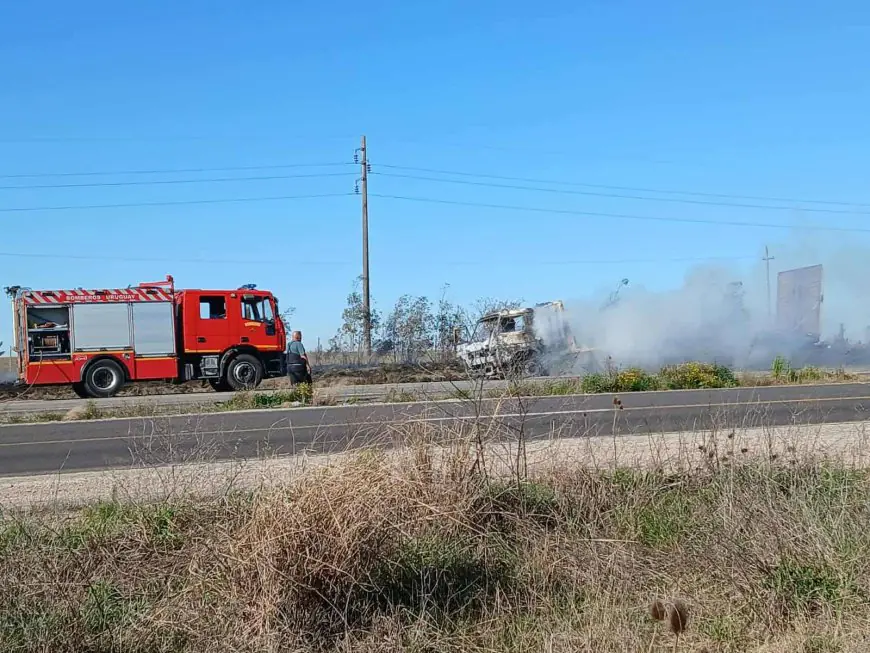 Un camión se incendió en la Ruta 5.