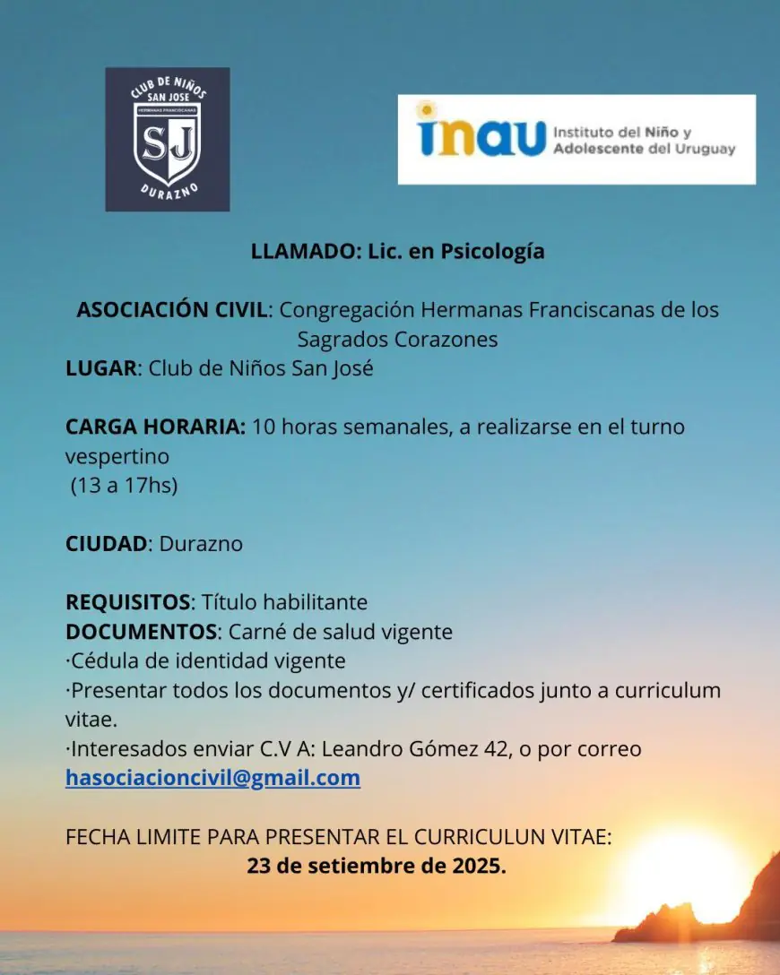 Llamado para Licenciado/a en Psicología