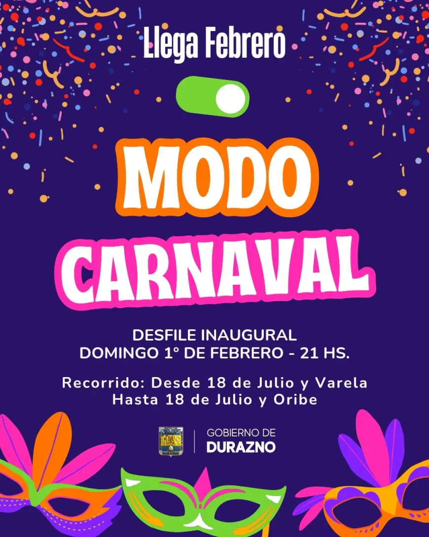 Durazno vivirá la magia del Carnaval con su Desfile Inaugural